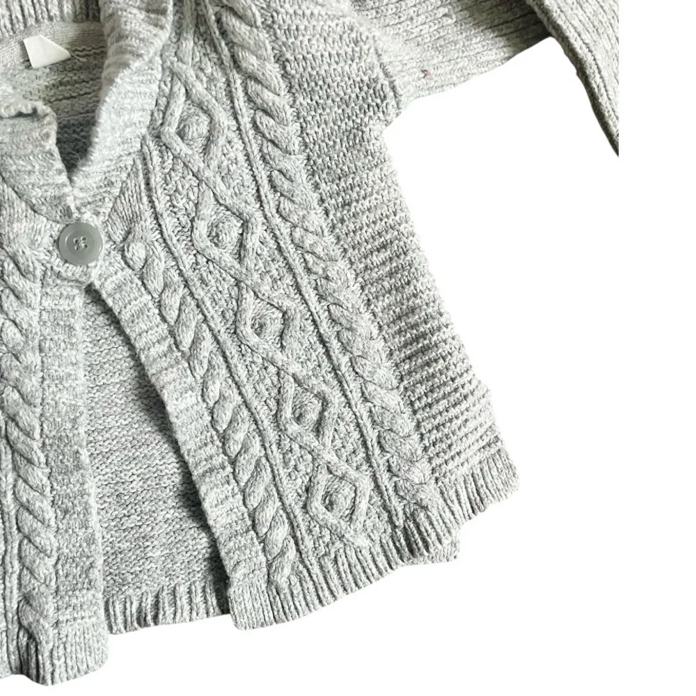 Gap Kids unisex gray Cardigan size 5 Holiday chunky Cotton Wool Knit classic